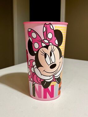 Disney Pink Minnie Mouse Plastic Cup with Polka Dot Bow
